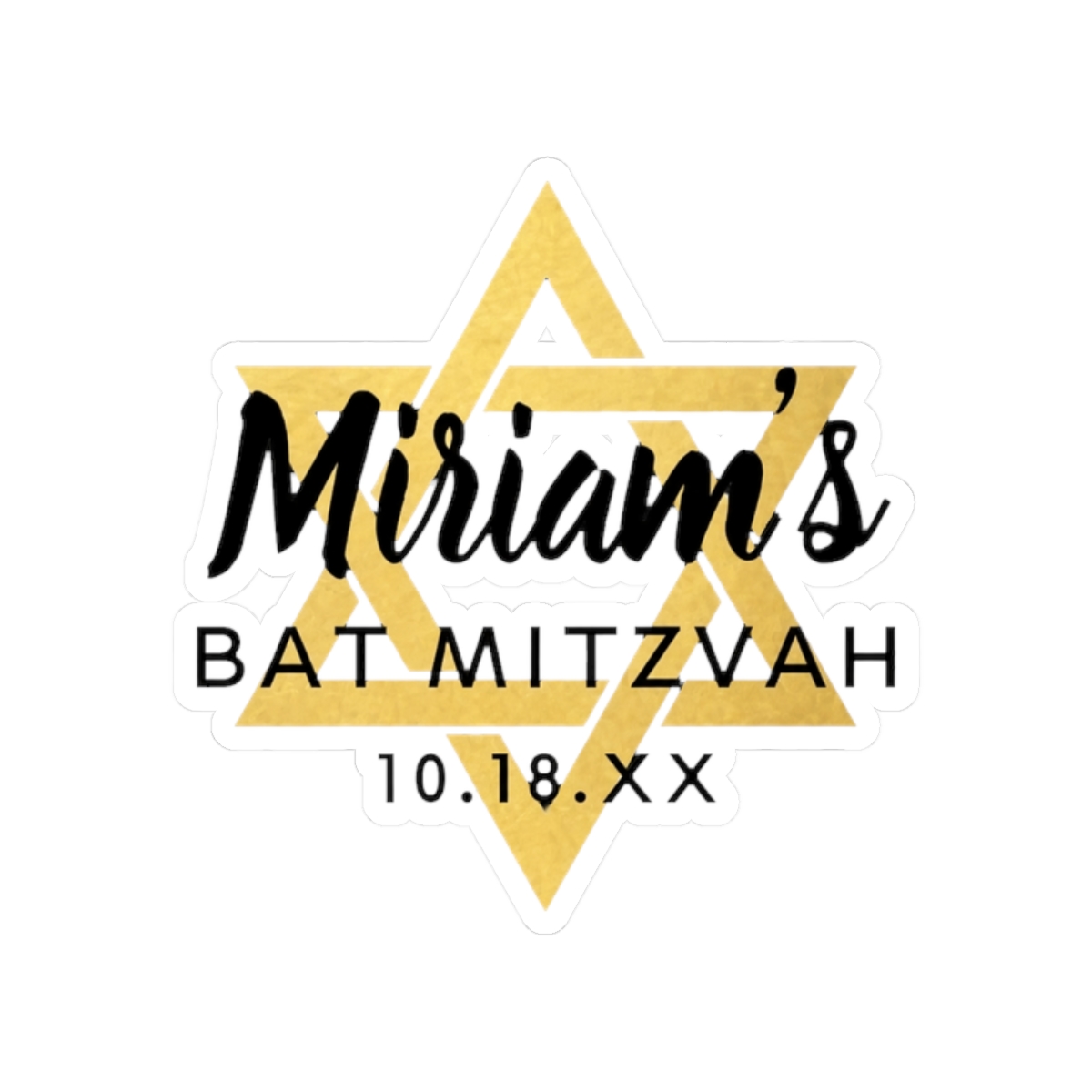 Gold Silver Bat Mitzvah Star of David Name Classic Round Sticker | DavsD - alternate angle 3, merchandise