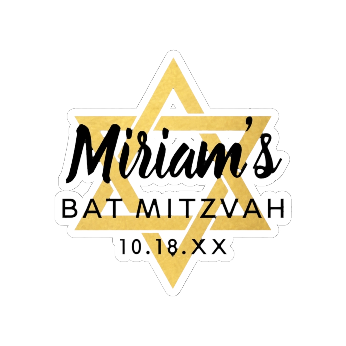 Gold Silver Bat Mitzvah Star of David Name Classic Round Sticker | DavsD - alternate angle 1, merchandise