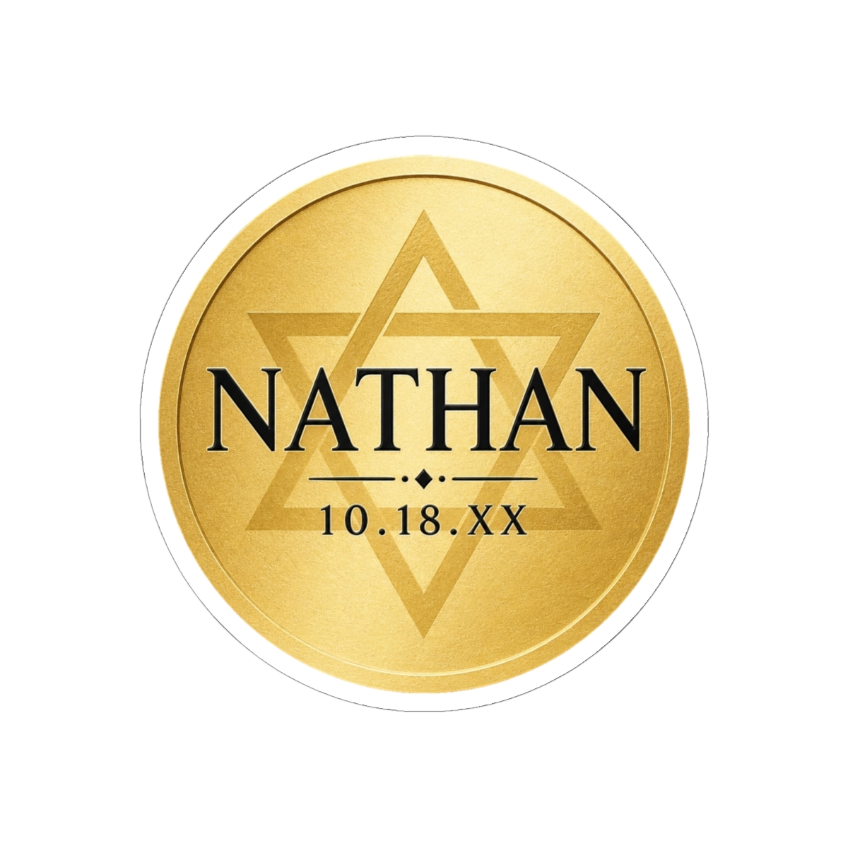 Gold Bar Mitzvah Bat Mitzvah Star of David Name Classic Round Sticker | DavsD - alternate angle 2, merchandise