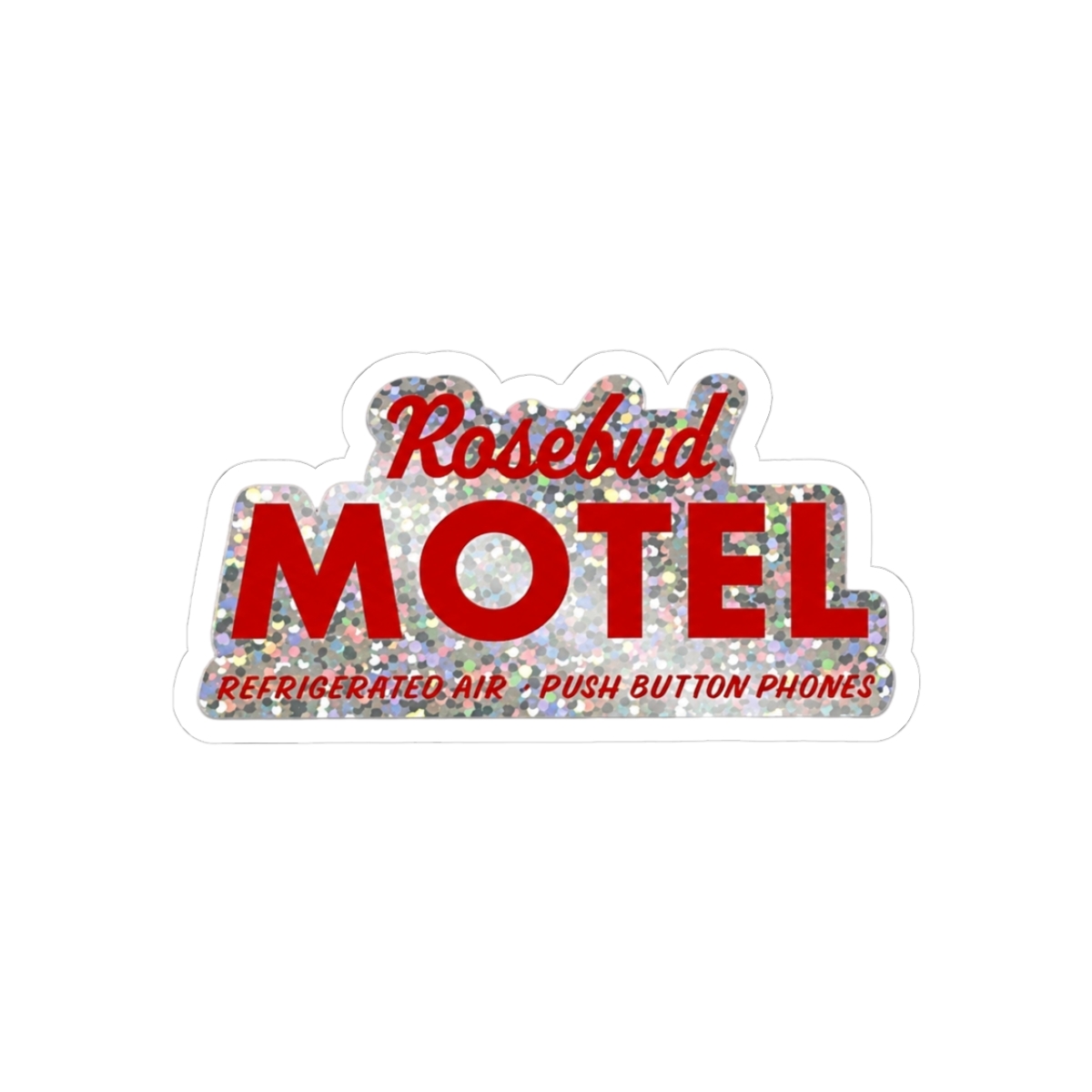 Schitt Swag Creek Sticker - Glitter Rosebud Hotel Logo - 4" by 2" - David, Alexis, Johnny & Moira - Perfect for The Refrigerator, Dorm, Garage, Locker, Vehicle and More! | DavsD