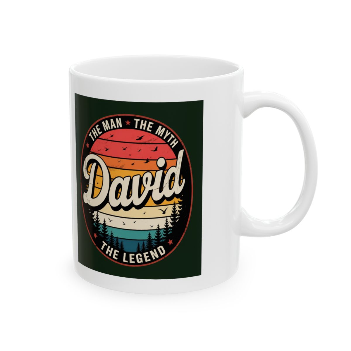 David The Man The Myth The Legend Vintage Sunset Ceramic Mug, White | DavsD