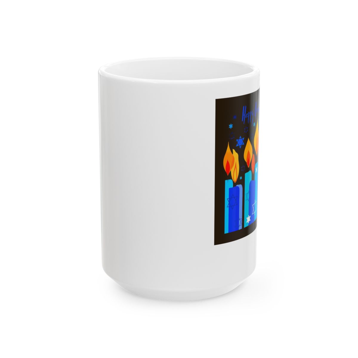 Happy Hanukkah Festival Of Light Star Of David Ceramic Mug, Blue/White | DavsD - alternate angle 2, merchandise
