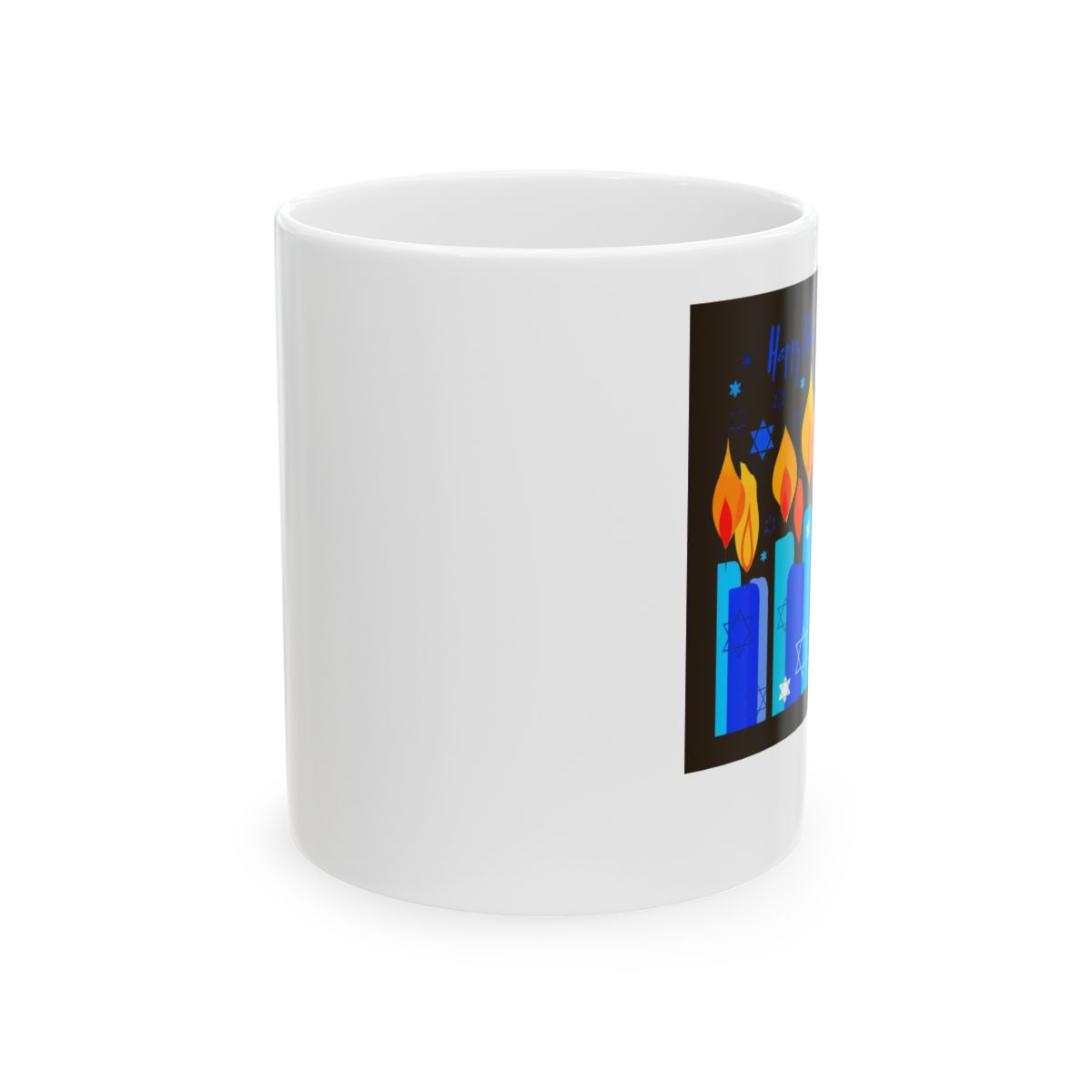 Happy Hanukkah Festival Of Light Star Of David Ceramic Mug, Blue/White | DavsD - alternate angle 1, merchandise
