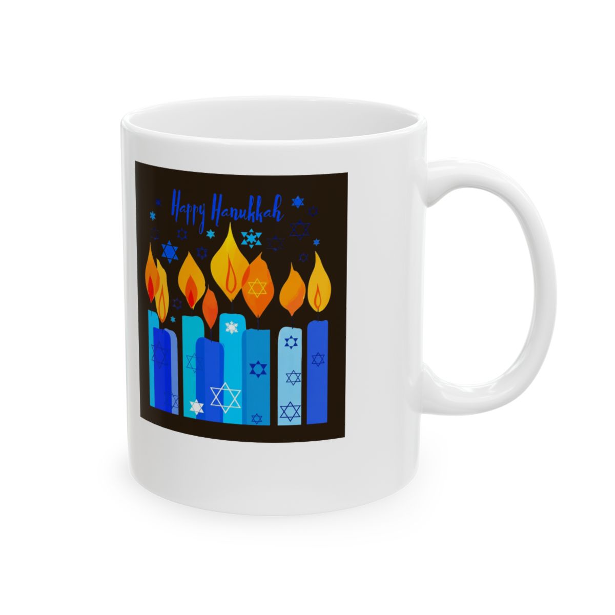 Happy Hanukkah Festival Of Light Star Of David Ceramic Mug, Blue/White | DavsD