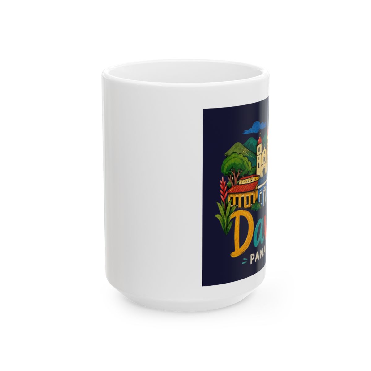 Hand Drawn David Panama Travel Souvenir Landmark Gift Ceramic Mug, Black/White, 15oz | DavsD - alternate angle 2, merchandise