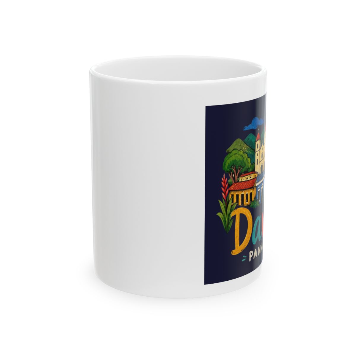 Hand Drawn David Panama Travel Souvenir Landmark Gift Ceramic Mug, Black/White, 15oz | DavsD - alternate angle 1, merchandise