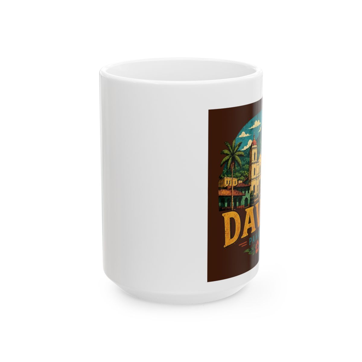 Vintage David Panama Travel Souvenir Landmark Gift Ceramic Mug, Light Green/White, 11oz | DavsD - alternate angle 2, merchandise
